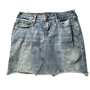 True Religion Sz 26 Mini Skirt 5-Pocket Stretchy Frayed Grunge Rave Western